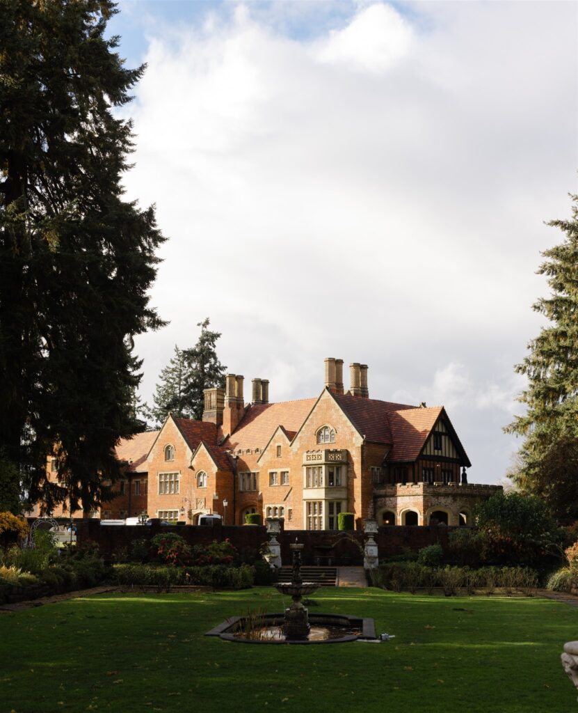 Exterior photo of Thornewood Castle in Lakewood, WA.